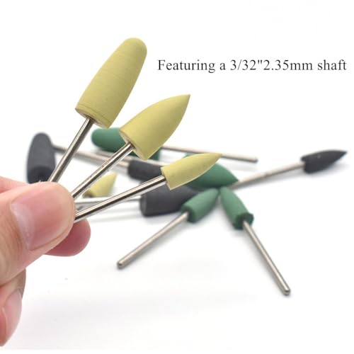 12pcs Silicone Composite Polishing Heads 3/32" Shaft Resin Base Acrylic Denture Polishing Burs Finishing Kits 2.35mm for Rotary Tools (2 Pack)