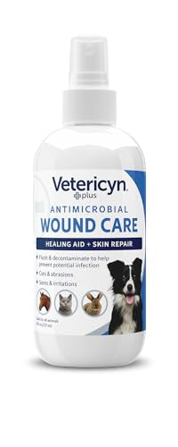 Vetericyn Plus Dog Wound Care Spray | Healing Aid and Skin Repair, Clean Wounds, Relieve Dog Skin Allergies, Safe for All Animals. 8 Ounces 8 oz All Animal