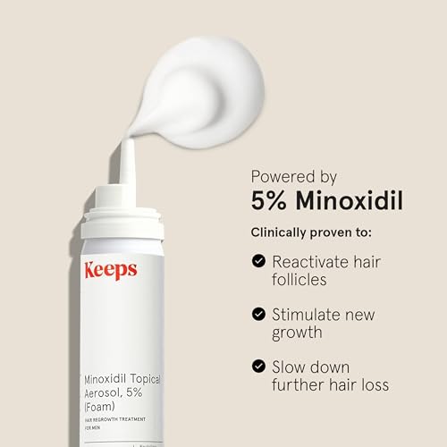 Keeps Minoxidil Foam 5% for Men, 3 Month Supply (3 x 2.11 Oz Bottles) Men's Minoxidil Aerosol Foam (3-Month Supply)
