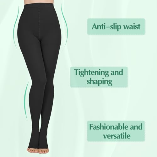 20-30mmHg Compression Pantyhose,Compression Leggings for Women Men X-Large Black