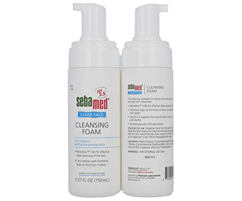 Sebamed Clear Face Cleansing Foam Gentle Face Wash for Impure Oily and Acne-prone Skin 5.07 Fluid Ounces (Pack of 2) 1 Count (Pack of 2)