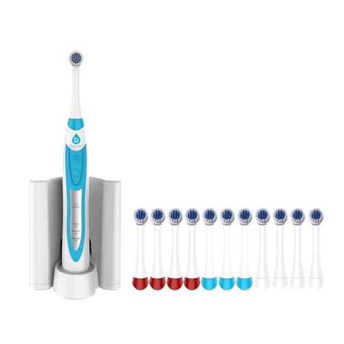 Pursonic S330 Deluxe Electric Toothbrush - Ultra Whitening Oscillating Rechargeable Battery Toothbrush for Adults with Dock Charger & 12 Brush Heads (Value Pack) (White)