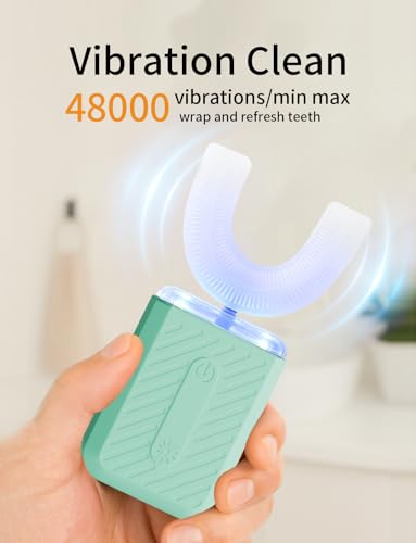 U-Shaped Electric Toothbrush for Adults, Electric Toothbrush with IPX7 Waterproof Green