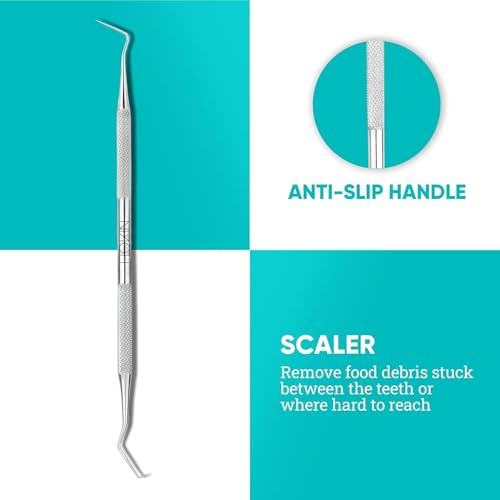Dental Tools HOKIN Plaque Remover Teeth Cleaning Tool 4 Pcs Dental Care Kit Tooth Filling Repair Set Stainless Steel Dental Tools for Men Women Kids and Pet Care Jet Black