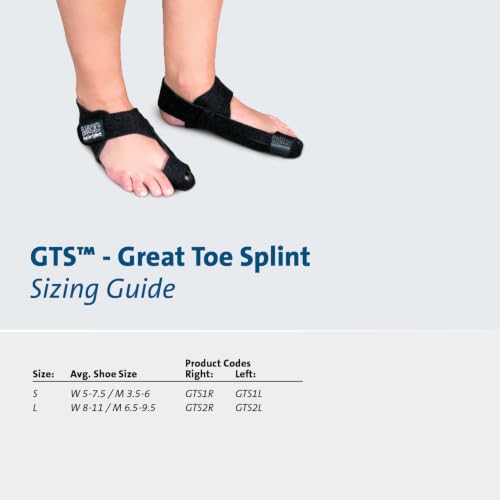 DARCO GTS Black Great Toe Alignment/Bunion Adjustable Splint for Hallux Valgus and Other Joint Conditions (LG/Right W8-11/M10-13) LG/RIGHT W8-11/M6.5-9.5