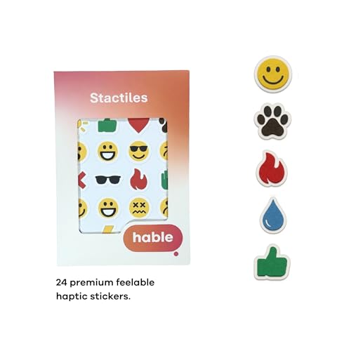 2.5D Tactile Emoji Stickers for the Visually impaired - 24 Emoji & Smiley Identification Markers - Experience Emojis Through Touch - Low Vision Aid, Ideal for Kids & Everyday Use