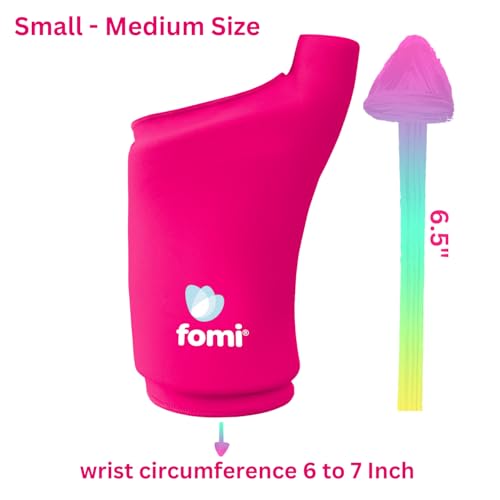 FOMI Wrist Solid Gel Ice Pack | Hot Cold Hand and Thumb Compression Sleeve Wrap for Carpel Tunnel, Arthritis, Tendonitis, Bruises, Swelling, Sports Injuries Pain Relief (Pink - Small/Medium) Pink - Small/Medium