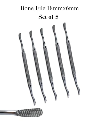 Dental Bone File 18 mm × 6 mm – Stainless Steel Bone Finishing File, Autoclavable Dental Lab & Training Instrument (Pack of 5) Pack of 5