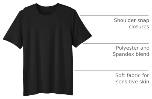 Silverts Men's Adaptive Open Back T-Shirt, Assisted Dressing Active Tee Small Black