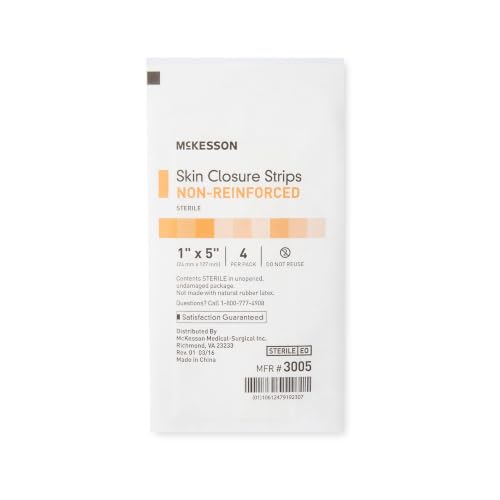 McKesson Skin Closure Strips, Sterile, Tan, Non-Reinforced, 1 x 5 in, 25 ct
