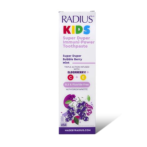 Radius Kids Super Duper Immunity Power Toothpaste 2.5 Oz - Super Duper Bubble Berry Mint - Pack of 3 2.5 Ounce (Pack of 3)