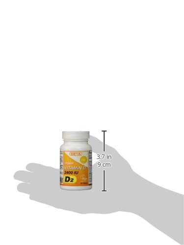 DEVA Vegan Vitamin D2 60 mcg 2400 IU, Ergocalciferol Supplement with No Animal Ingredients, 90 Tablets (Pack of 3) 90 Count (Pack of 3)