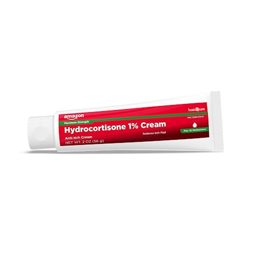 Amazon Basic Care Hydrocortisone 1% Anti-Itch Cream, White, 2 Ounce (Pack of 1) Moisturizing Relief