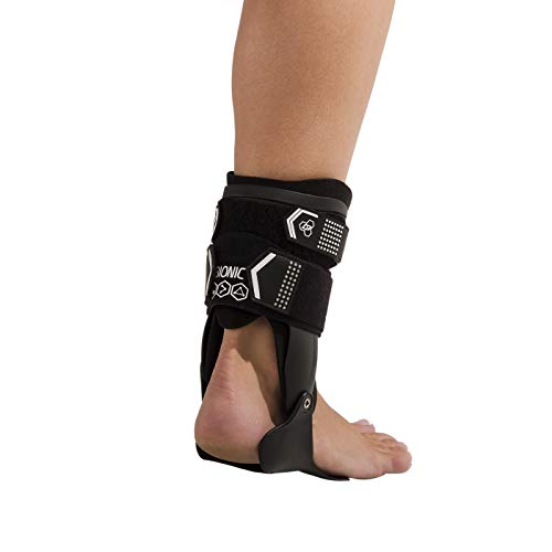 DonJoy Performance BIONIC Stirrup Ankle Brace, Maximum Medial/Lateral Ankle Support, Low-Profile Rigid Brace, Adjustable, Ankle Immobilization for Volleyball, Basketball, Football, Baseball, Lacrosse Right Foot Medium