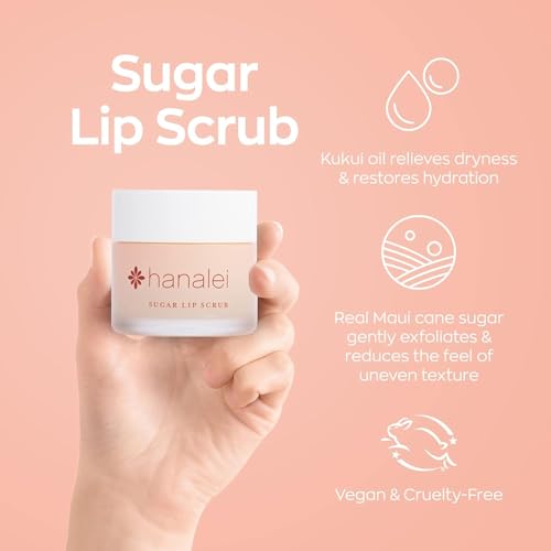 Hanalei Sugar Lip Scrub and Lip Treatment (Mauve Pink Tint) Bundle, Made with Raw Cane Sugar and Real Hawaiian Kukui Nut Oil (Cruelty free, Paraben free)