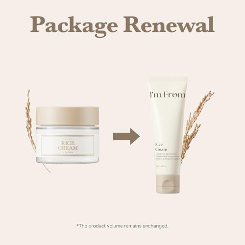 I’m From Rice Cream, Hydrating Face Moisturizer with Rice Water & Ceramide, Lightweight Barrier Cream for Dry & Combination Skin, Korean Skincare 1.69fl.oz