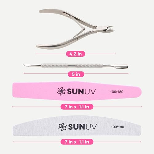 SUNUV Cuticle Nippers & Pusher, 4PCS Manicure Set with Nail File and Buffer