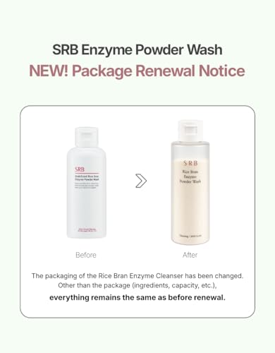 SRB Stabilized Rice Bran Enzyme Powder Wash - Exfoliating Face Wash with Enzymes for Sensitive and Acne Skin - Hydrating Collagen Rice Cleansing Powder (2.46oz)