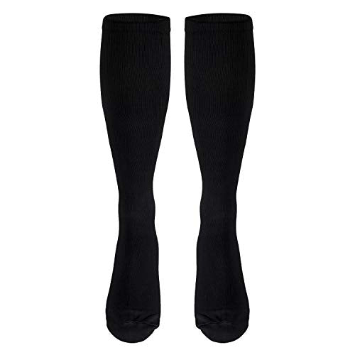 Truform Medical Compression Socks, Knee High Length, Over the Calf Fit 20-30 mmHg Black Large (1 Pair)