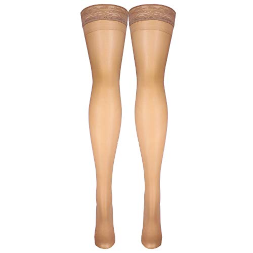 Truform Sheer Compression Stockings, 8-15 mmHg, Women's Thigh High Length, 20 Denier, Beige, X-Large X-Large (1 Pair)