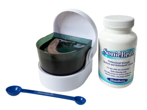 Denture/Retainer Cleaning Kit — Clean any Removable Dental Device with a Powerful Sonic Bath — Cleaner for Night & Mouth Guards, Aligners & More — Powerful Cleaning System