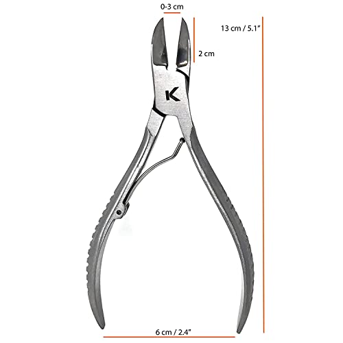 KOHM Nail Clippers + Ingrown Toenail Clippers for Thick Nails - Heavy Duty, Wide Mouth Professional Fingernail and Toenail Clippers for Men, Women & Seniors, Silver
