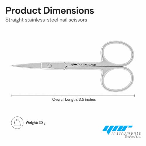 YNR Nail & Eyebrow Scissors, 3.5", Stainless Steel, Cuticle Trimming