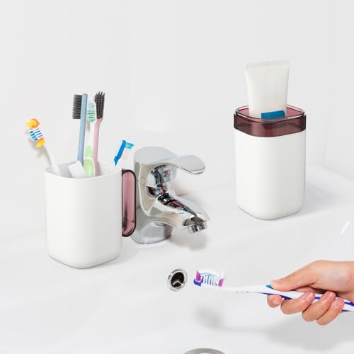 Ziliny 4 Pcs Travel Toothbrush Holder with Cups Toothbrush Toothpaste Case