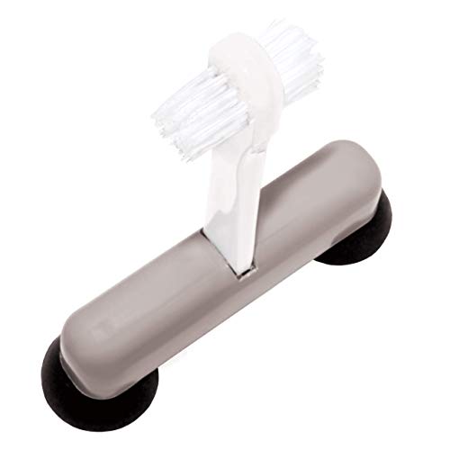 Rehabilitation Advantage Denture Scrub Brush & Suction Cup Holder,Red/Gray (Pack of 2) Pack of 2
