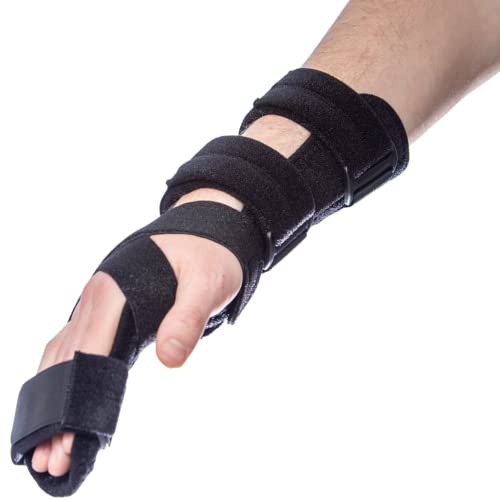 Platform Hand and Wrist Brace for Carpal Tunnel, Arthritis & Tendonitis – Universal Adjustable Finger Splint with Malleable Stays for Contractures Support – Breathable, Hypoallergenic Design One Size