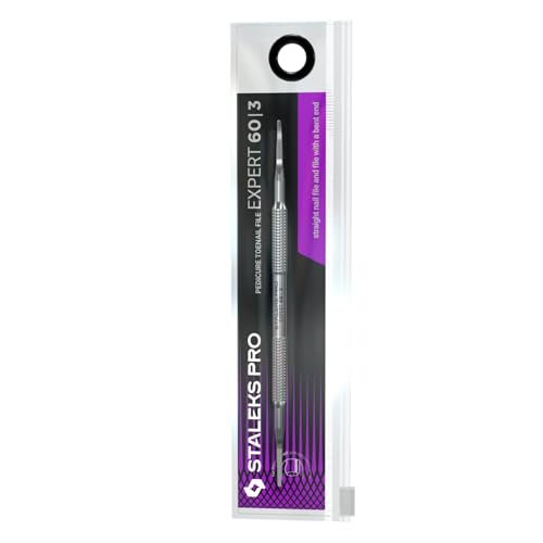 Staleks Pro Pedicure Toenail File EXPERT 60 Type 3 – Dual-Ended Ingrown Nail File – Stainless Steel straight nail file and file with a bent end
