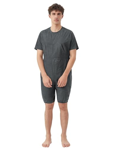 Adaptive Clothing for men Anti-Strip Back-Zip Jumpsuit for Elderly men Small Dark Gray