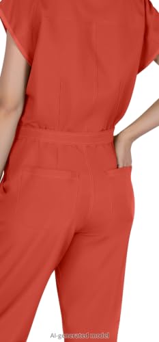 Scrub Jumpsuit for Women - Stand-Up Collar One Piece Scrubs XX-Large Terracotta