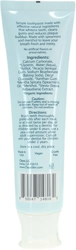 Natural Spearmint Toothpaste (2 Pack) - Fluoride-Free, Silica-Free, Enamel-Safe, SLS-Free, Gentle & Refreshing Oral Care 5 Ounce (Pack of 2)
