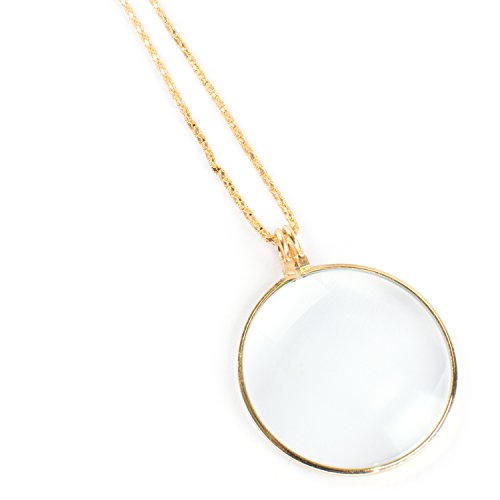 Super Z Outlet Necklace with 1-3/4 Inch Optical Magnifier Lens and 36-Inch Gold Chain for Library, Reading Fine Print, Zooming, Increase Vision, Jewelry