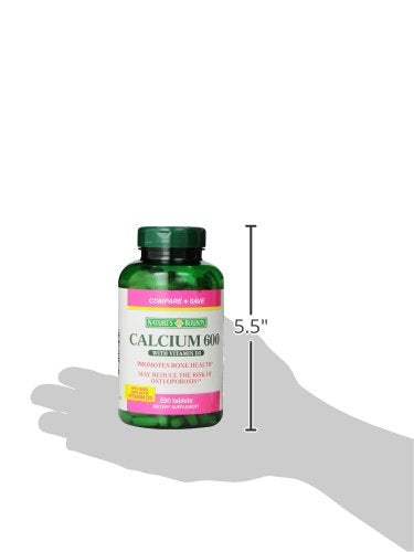 Nature's Bounty High Potency Calcium 600 + D Tablets - 0250ct, 1.17 Bottles (Pack of 2) Unflavored 250 Count (Pack of 2)