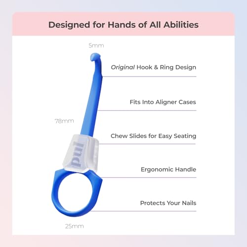 PUL 2-in-1 Aligner Removal Tool and Chewies for Invisalign Aligners, Retainers and Trays - Patented Invisalign Remover Tool for Easy Removal & Secure Fit - Pack of 3, Purple 3 Pack