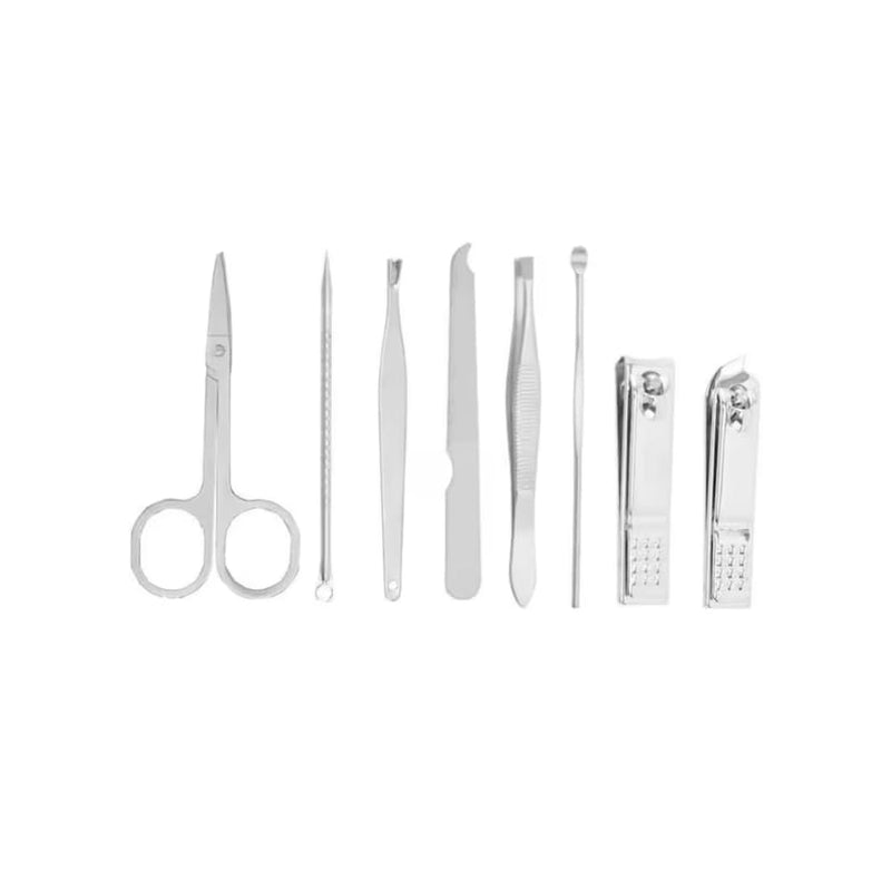 Professional Nail Care Set, Nail Clippers Set, Fingernail and Toenail Clipper Cutters, Manicure Set, Pedicure Set, 8 Pieces Stainless Steel, Men's Grooming Kit, Nail Care Tools with Travel Case.