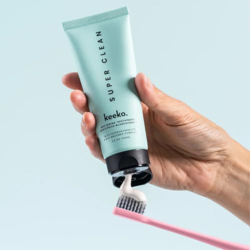 Keeko Super Clean Whitening Mint Toothpaste Natural Enzyme Formula Fresh Mint Flavor, Fluoride-Free, SLS-Free, Peroxide-Free Dentist-Formulated Vegan Oral Care 100ml