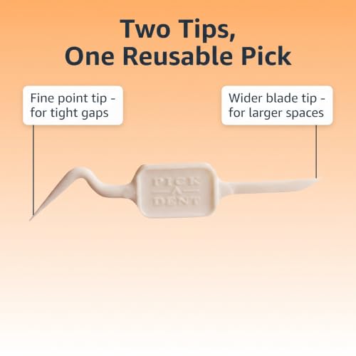 Pick-A-Dent Denticator Reusable Dental Picks, Double-Ended Interdental Plaque Remover Toothpicks with Protective Sleeves, Portable Between-Teeth Cleaner, 36 Pack