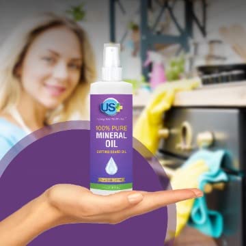 4oz US+ 100% Pure Mineral Oil Spray - Food-Grade - Cutting Board Oil - Restores & Protects Cutting Boards, Butcher Blocks, Countertops, Steel Surfaces & More (4oz Spray) - BeesActive Australia