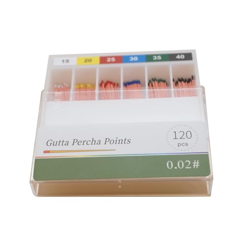 Dental Gutta Percha Points .Dental Endo Endodontic Absorbent Paper Points 02 Taper, #15-40 Assorted, 120pcs