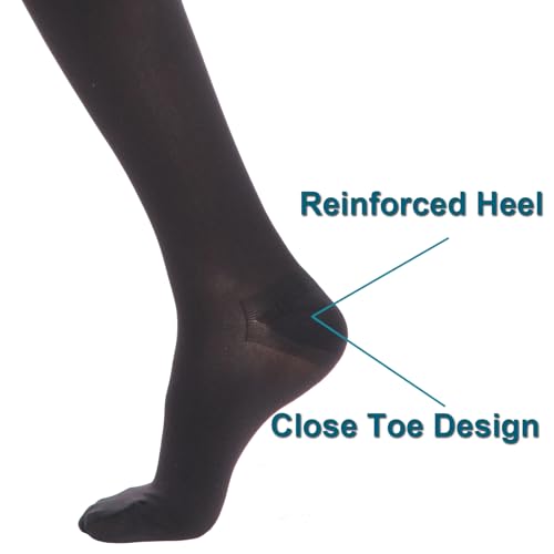 Medical Thigh High Compression Stockings for Women & Men Closed Toe Medium Closed Toe Black