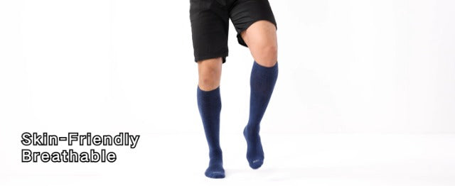 Men's Cotton Compression Socks 20-30 mmHg (3 Pairs) - Knee High Support for Circulation, Travel, Flying, Dress Medium-Large 3 Pairs - Classic Dark