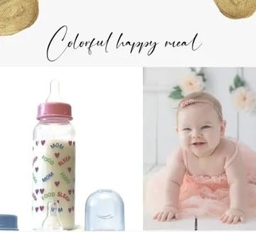 Baby Feeding Bottles, 8 Ounces for Infants, Newborn, Mom Food Sleep Heart Colorful Sets (Pack of 4) - BeesActive Australia