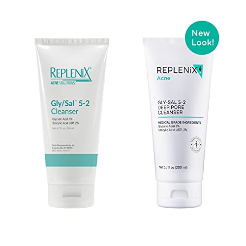 Replenix Gly-Sal Deep Pore Facial Cleanser, Medical-Grade 5% Glycolic & 2% Salicylic Acid Oil-Free Face Wash for Acne-Prone Skin (6.7 fl. oz) 5% Glycolic Acid
