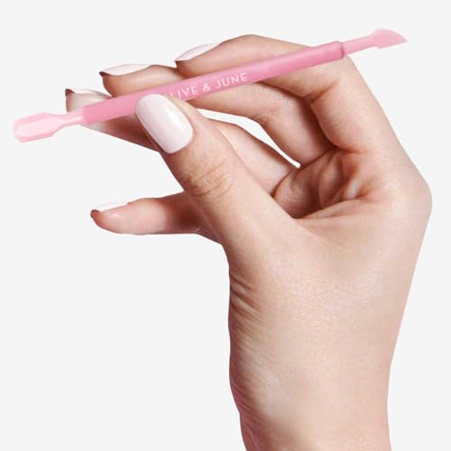Olive & June Manicure Cuticle Pusher | Dual-Ended Tool for Safe, Easy Cuticle Care | Gentle Plastic Pusher & Cleanup Edge | At-Home Mani Essential with Stable Rubberized Grip