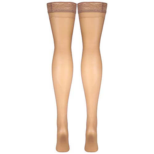 Truform Sheer Compression Stockings, 8-15 mmHg, Women's Thigh High Length, 20 Denier, Beige, X-Large X-Large (1 Pair)