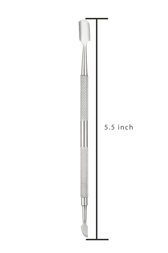 Cuticle Pusher Stainless Steel Professional Double Ended Nail Pusher for Manicure & Pedicure, Cuticle Remover Tool With Pouch