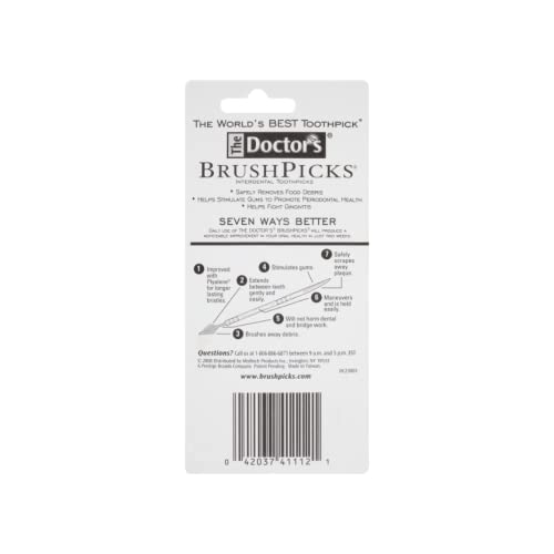 The Doctor's BrushPicks Interdental Toothpicks, Soft Rubber Dental Picks for Teeth Cleaning, Removes Food Debris, Gum Care, Portable Dispensing Case, 120 Count (Pack of 10)